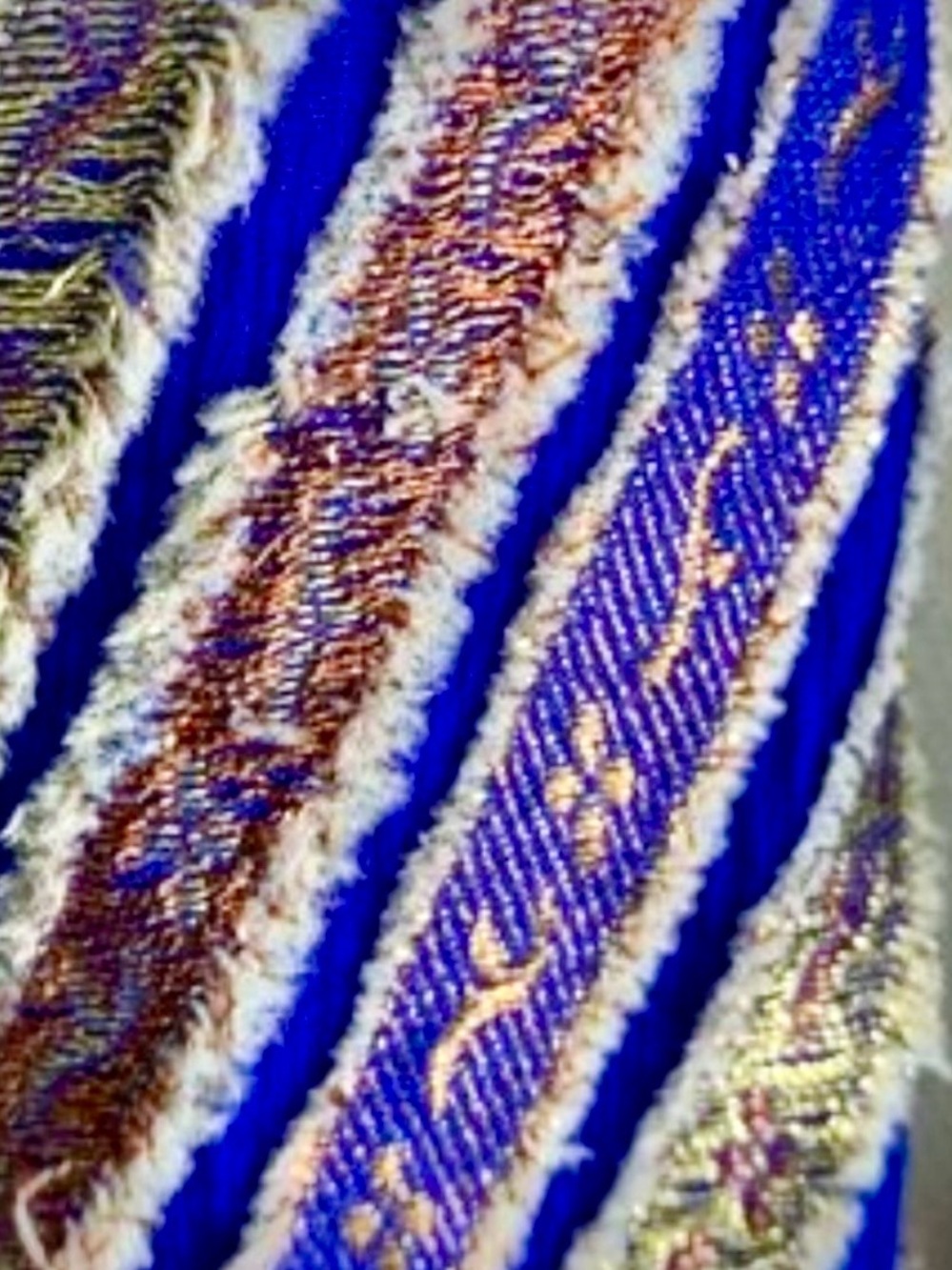 Striped Luxy Indigo & Gold & Bronze Textured Wrap Shawl Scarf Dupatta Chunni - Picture 11 of 11